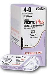 J & J Healthcare Systems Coated Vicryl Plus Suture with Needle Absorbable Coated Undyed Suture Braided Polyglactin 910 Size 2-0 27 Inch Suture 1-Needle 26 mm Length 1/2 Circle Taper Point Needle - VCP269H