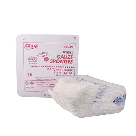 Dukal Dukal USP Type VII X-Ray Detectable Gauze Sponge Cotton 12-Ply 4 X 8 Inch Rectangle Sterile - 482-2X