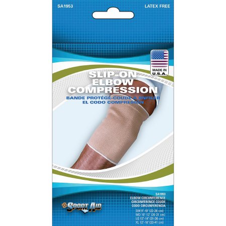 Sport-Aid - Elbow Support Large Pull On Sleeve Left or Right Elbow 12 to 14 Inch Elbow Circumference Beige - SA1953 BEI LG