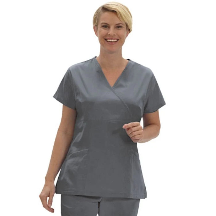 Fashion Seal Uniforms - Scrub Shirt 2X-Large Black 2 Pockets Short Set-In Sleeve Female - 6980-2XL