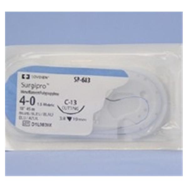 Medtronic MITG-Covidien Suture 4-0 Polypropylene C-13 Surgipro Blue 18" Monofilament 36/Ca - SP683