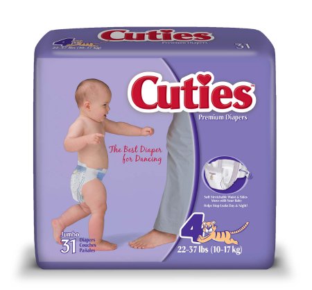 First Quality Cuties Baby Diaper Tab Closure Size 4 Disposable Heavy Absorbency - CR4001