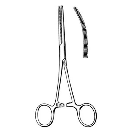 Sklar Sklar Hemostatic Forceps Pean 12 Inch Premium OR Grade Stainless Steel NonSterile Ratchet Lock Finger Ring Handle Curved Serrated Tips - 36-2812