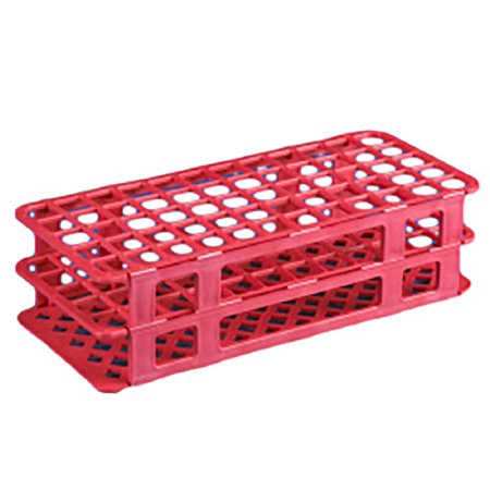 Globe Scientific 456500 Series - Stacking Test Tube Rack 60 Place 15 to 17 mm Tube Size Red 2-4/5 X 4-1/8 X 9-3/5 Inch - 456510