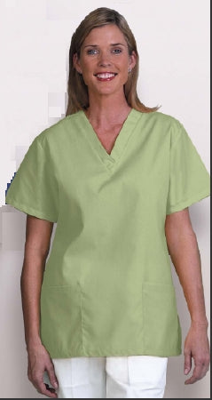 Fashion Seal Uniforms - Scrub Shirt X-Small Ceil Blue 2 Pockets Short Set-In Sleeve Female - 7347-XS