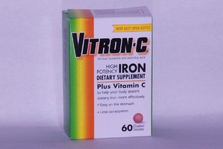 Emerson Healthcare Vitron-C Multivitamin Supplement Ascorbic Acid / Iron 125 mg - 65 mg Strength Tablet 60 per Bottle - 63736012301
