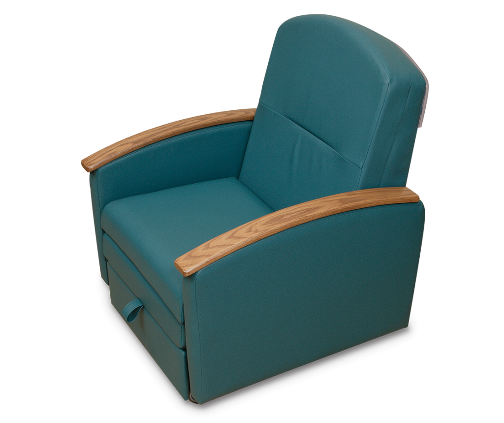 Champion Manufacturing 526 Series Overnight Sleeper Chair Aquamarine With Armrests Wood, Oak Armrest - 526T19-2