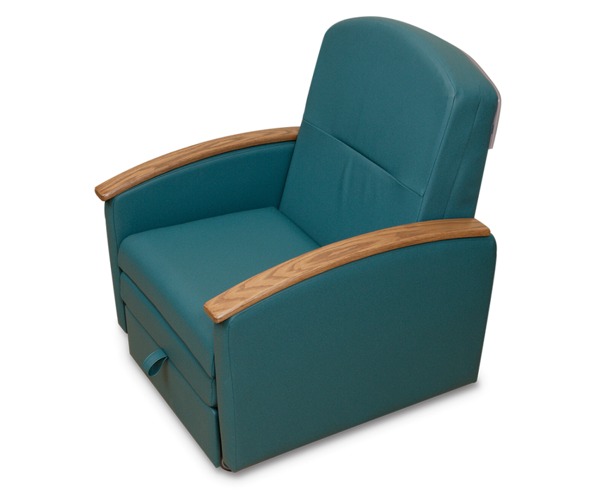 Champion Manufacturing 526 Series Overnight Sleeper Chair Aquamarine With Armrests Wood, Oak Armrest - 526T19-2