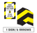 BeSafe Messaging Commercial Floor Decals - Black and Yellow, 12" x 18", 1 Wall Decal and 6 Arrows
