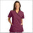 Fashion Seal Uniforms - Scrub Shirt Small Burgundy / Black 2 Pockets Short Set-In Sleeve Female - 7001-S