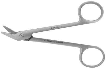 BR Surgical - Wire Cutting Scissors 4-3/4 Inch Length Finger Ring Handle Angled Blunt Tip / Blunt Tip - BR08-83112