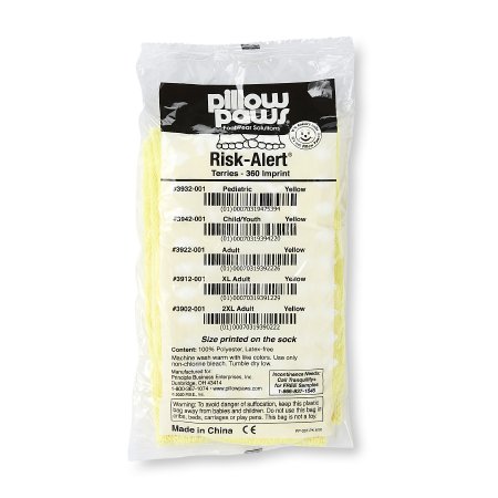 Pillow Paws Risk Alert Terries - Slipper Socks X-Large Yellow Ankle High - 3912-001
