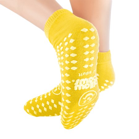 Pillow Paws Risk Alert Terries - Slipper Socks One Size Fits Most Yellow Ankle High - 3922-001