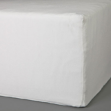 Standard Textile Bed Sheet Fitted 36 X 75 X 11 Inch White Cotton 44% / Polyester 52% / Spandex 4% Reusable - 7251600
