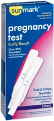 McKesson sunmark Rapid Test Kit Fertility Test hCG Pregnancy Test Urine Sample 2 Tests - 49348081233