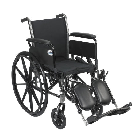Drive Medical Cruiser III Lightweight Wheelchair Dual Axle Full Length Arm Flip Back, Padded, Removable Arm Style Mag Wheel Black 18 Inch Seat Width 300 lbs. Weight Capacity - K318DFA-SF