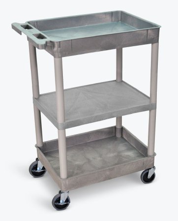 Luxor Utility Cart 18 X 24 X 38 Inch 3 Shelves Gray - STC121-G
