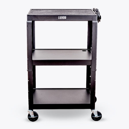 Luxor AVJ42 Series Multimedia Cart 24 W X 18 D X 24 to 42 H Inch Black - AVJ42