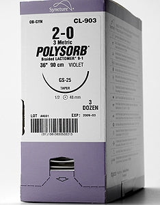 Polysorb - Suture with Needle Absorbable Coated Undyed Suture Braided Polyester Size 6 - 0 18 Inch Suture Double-Armed 10 mm Length 1/4 Circle Spatula Needle - L-1670-K