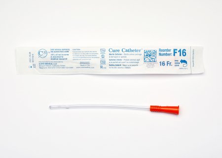 Cure Catheter - Urethral Catheter Straight Tip Uncoated PVC 16 Fr. 6 Inch - F16