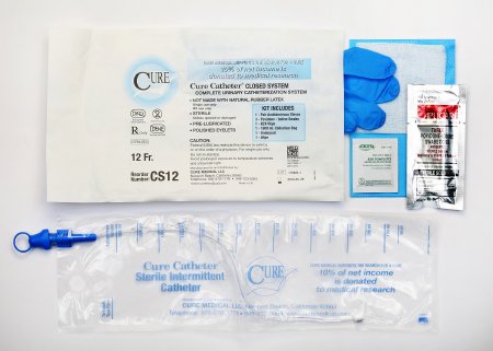 Cure Medical Cure Catheter Intermittent Catheter Kit Closed System / Straight Tip 12 Fr. Without Balloon - CS12
