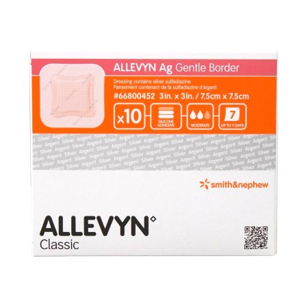 Allevyn Ag Gentle Border - Silver Foam Dressing 3 X 3 Inch Square Sterile - 66800452