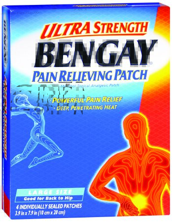 Johnson & Johnson Consumer Bengay Ultra Strength Topical Pain Relief 5% Strength Menthol Patch 4 per Box - 10074300081493