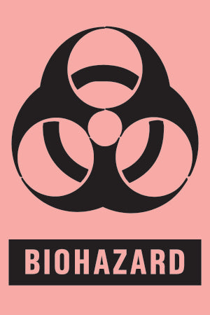Precision Dynamics TimeMed Pre-Printed Label Timemed Warning Label Biohazard Fluorescent Red 3 X 2 Inch - BH-405