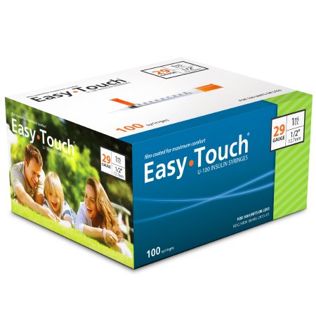 MHC Medical EasyTouch Insulin Syringe with Needle 1 mL 29 Gauge 1/2 Inch Attached Needle Without Safety - 829155
