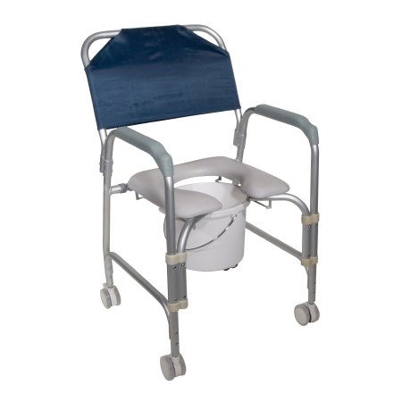 drive - Commode / Shower Chair Fixed Arm Aluminum Frame 16 Inch Seat Width - 11114KD-1