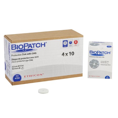Biopatch - I.V. Dressing with CHG CHG (Chlorhexidine Gluconate) 1 Inch Disk With 4.0mm Center Hole Sterile - 4150