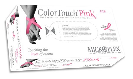 Microflex Medical ColorTouch Pink Exam Glove Small NonSterile Latex Standard Cuff Length Fully Textured Pink Not Chemo Approved - CTP-233-S