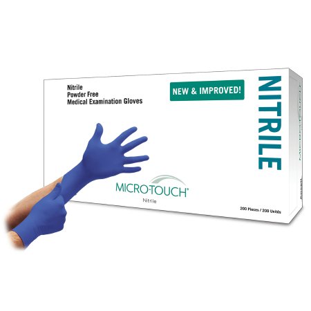 Micro-Touch Nitrile - Exam Glove Large NonSterile Nitrile Standard Cuff Length Textured Fingertips Blue Chemo Tested - 6034303
