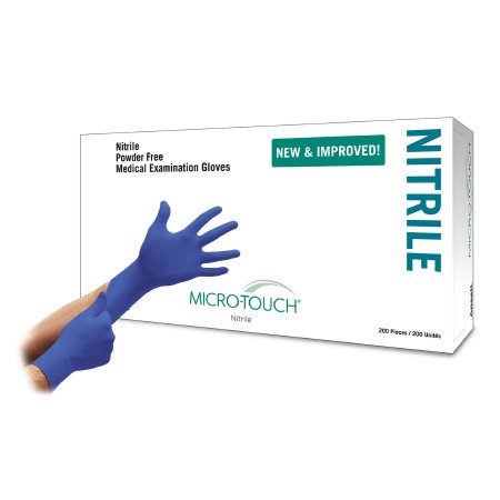 Micro-Touch Nitrile - Exam Glove X-Large NonSterile Nitrile Standard Cuff Length Textured Fingertips Blue Chemo Tested - 6034304