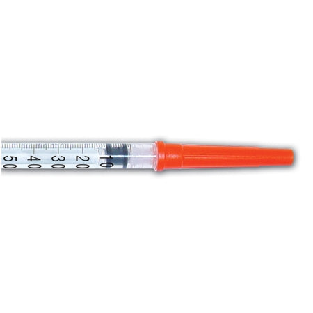 InsoSafe - Insulin Syringe with Needle 0.5 mL 29 Gauge 1/2 Inch Regular Wall Retractable Safety Needle - 97300A11