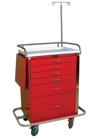 Harloff - Emergency Cart Steel 22 X 38 X 44.5 Inch Brown 23 X 17 Inch Drawer, Four 3 Inch, One 6 Inch, One 12 Inch - 6401