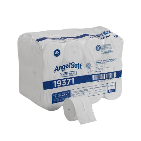Georgia Pacific Angel Soft Professional Series Compact Toilet Tissue White 2-Ply Standard Size Coreless Roll 750 Sheets 3.85 X 4.05 Inch - 19371