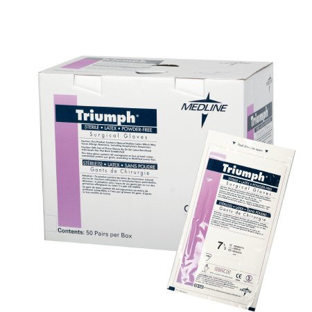 Triumph - Surgical Glove Size 8 Sterile Pair Latex Extended Cuff Length Smooth White Not Chemo Approved - MSG2280