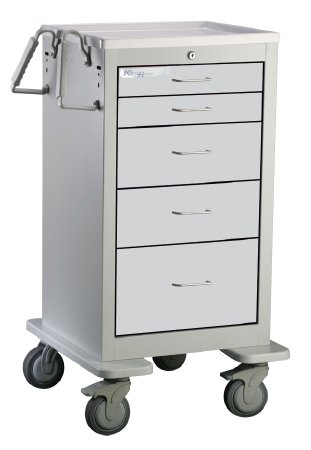 Waterloo Industries Treatment Cart Steel 24.5 X 25.5 X 43.5 Inch 5 Drawers Light Gray / Dark Blue - JTGKU-33669-DKB