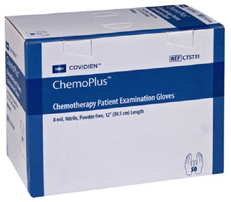 Cardinal ChemoPlus Exam Glove X-Large Sterile Pair Nitrile Extended Cuff Length Textured Fingertips Blue Chemo Tested - CTS731XL--