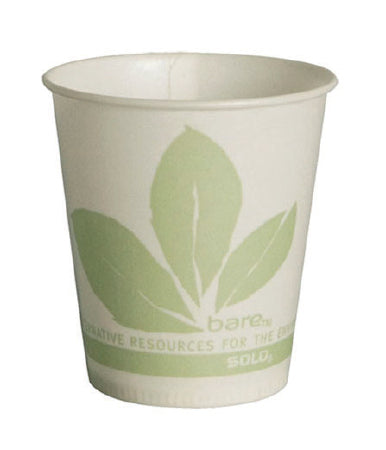 Solo Cup Bare Eco-Forward Drinking Cup 12 oz. Leaf Print Wax Coated Paper Disposable - R12BB-JD110