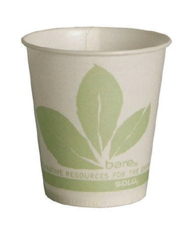 Solo Cup Drinking Cup Bare Eco-Forward 7 Oz. Leaf Print Wax Coated Paper Disposable - R7BB-JD110