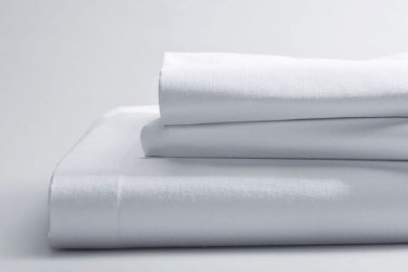 Percale - Bed Sheet Flat Sheet 66 X 108 Inch Bleached White Cotton / Polyester Reusable - 03350400