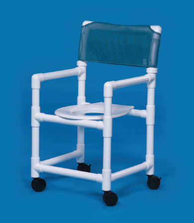 IPU Standard Commode / Shower Chair Fixed Arm PVC Frame Mesh Back - VL SC17 WINEBERRY