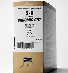 Medtronic MITG - Suture with Needle Absorbable Uncoated Undyed Suture Chromic Gut Size 4 - 0 18 Inch Suture Double-Armed 9 mm Length 1/2 Circle Reverse Cutting Needle - G-1758K