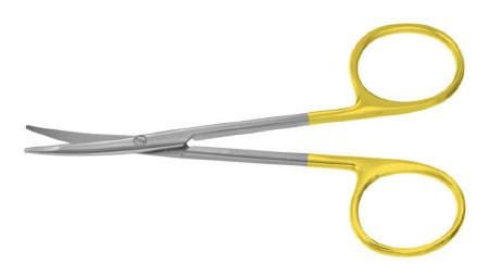 Miltex Padgett Blepharoplasty Scissors 4-1/2 Inch Length Surgical Grade Stainless Steel / Tungsten Carbide NonSterile Finger Ring Handle Curved Blade Blunt/Blunt - PM-6435