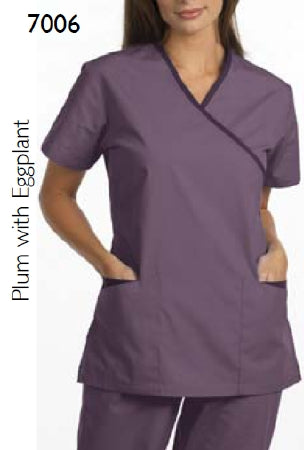 Fashion Seal Uniforms Scrub Shirt Small Plum / Eggplant 2 Pockets Short Set-In Sleeves Female - 7006-S
