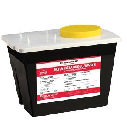 Bemis Sentinel - RCRA Waste Container 9 H X 11-5/8 L X 7-3/4 W Inch 2 Gallon Black Base / White and Yellow Lid Gasketed Screw On Lid - 5002 070
