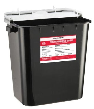 Bemis Healthcare Bemis Sentinel RCRA Waste Container 15-7/8 H X 16-1/2 L X 11-13/16 W Inch 8 Gallon Black Base / White Lid Gasketed Hinged Lid - 5008 070