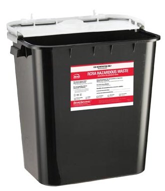 Bemis Sentinel - RCRA Waste Container 15-7/8 H X 16-1/2 L X 11-13/16 W Inch 8 Gallon Black Base / White Lid Gasketed Hinged Lid - 5008 070